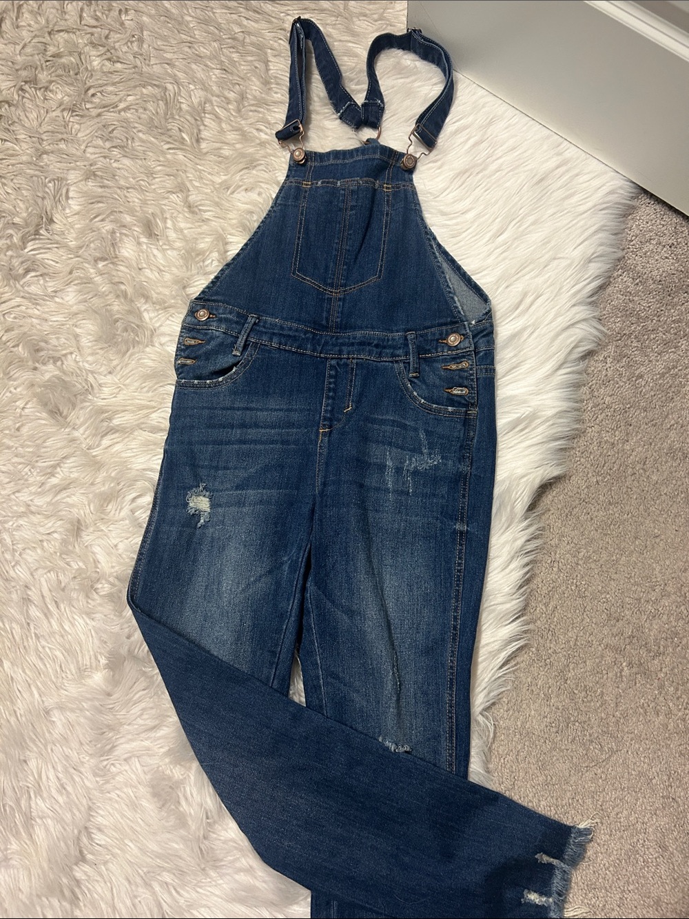 J&M Dark Blue Skinny Jean “Kylie” Denim Overalls - Women